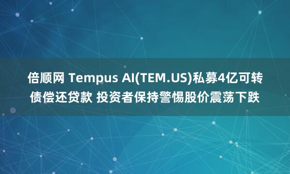 倍顺网 Tempus AI(TEM.US)私募4亿可转债偿还贷款 投资者保持警惕股价震荡下跌